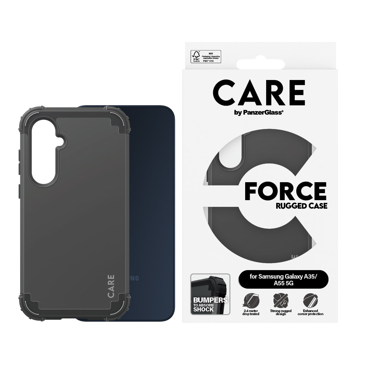 CARE by PanzerGlass® Case Black FORCE Samsung Galaxy A35 5G